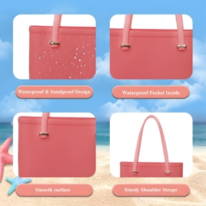 Bolsa de Mano Personalizable de Moda para Mujer, Gran Capacidad, Impermeable, de Silicona, Personalizada, para el Trabajo, la Playa, o como Bolso de Hombro - Product Image 3