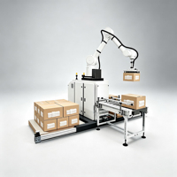 Robot Colaborativo para Paletización, Paletizador Automático con PLC, Robot de 6 Ejes de Acero Inoxidable, 5-6 Cajas/Min para Envasado de Alimentos