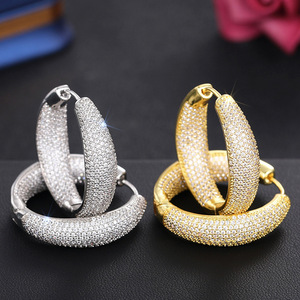 Orecchini a Cerchio da Donna con Pietre Scintillanti, Orecchini Statement alla Moda, Gioielli per Feste, Vendita all'Ingrosso - Product Image 2