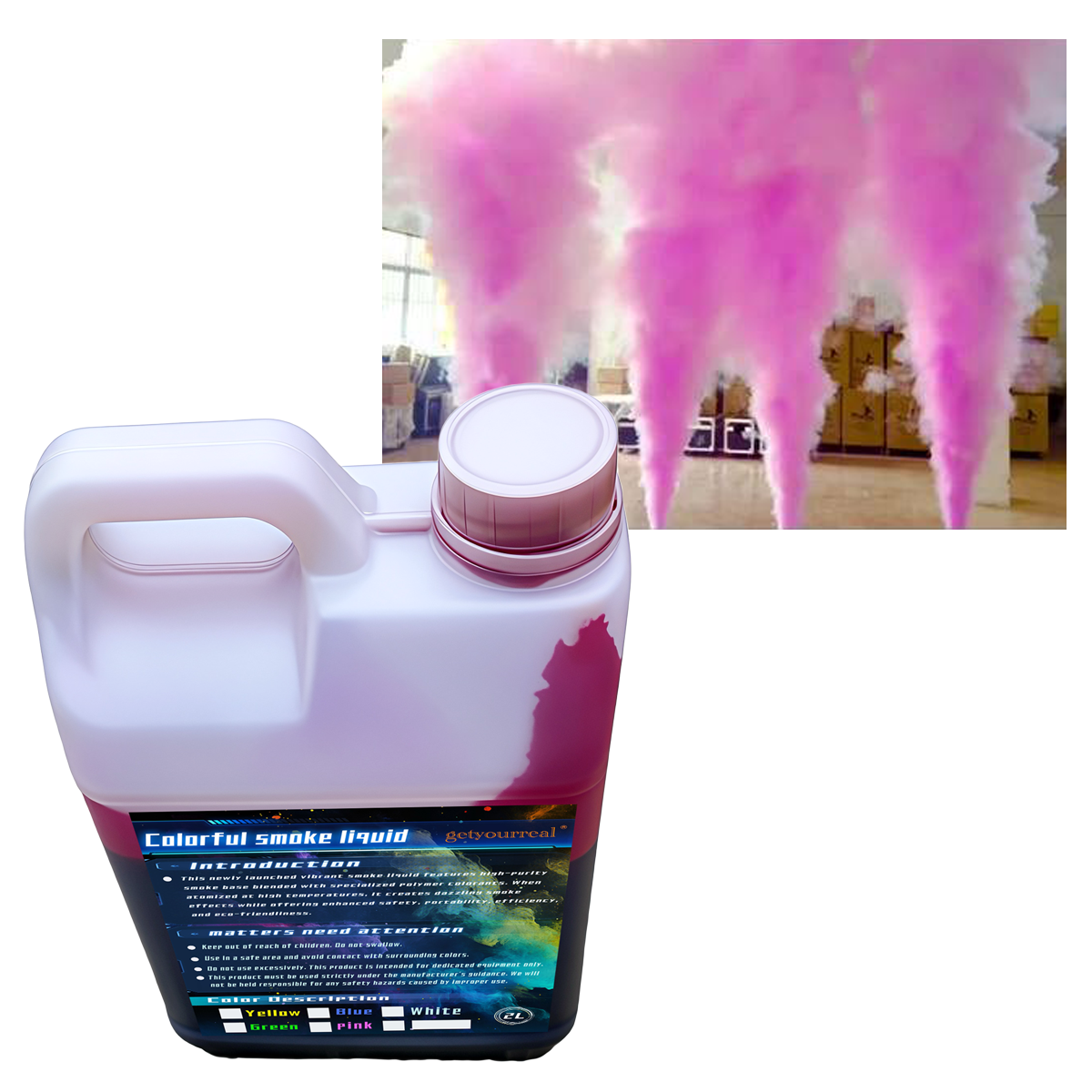 Liquide de brouillard de couleur rose