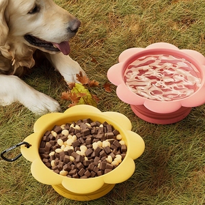 Tazón Portátil de Silicona para Mascotas, Plegable, para Viajes, con Diseño Floral, Color Amarillo, para Perros, Gatos y Animales Pequeños - Product Image 3