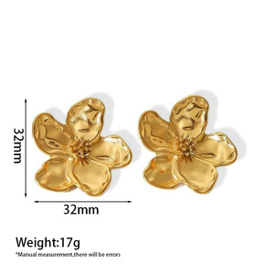 Moda europea americana 18K orecchini a fiori in acciaio inossidabile di fascia alta alla moda All-Match per le donne anniversario Non sbiadito - Product Image 6