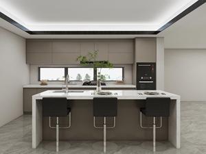 Ensemble d'armoires de cuisine grises modernes avec évier, contreplaqué MDF, panneau de particules avec dosseret en mélamine pour un usage en appartement - Product Image 5