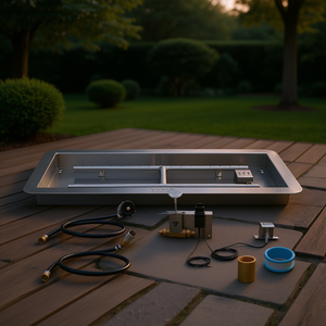 Vevor Bac à feu en acier inoxydable 36 x 12 pouces, kit brûleur 150 000 BTU/h, gaz propane naturel, pour foyers d'intérieur et d'extérieur - Product Image 2