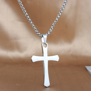 Stainless Steel <b>Cross</b> Pendant Necklace Unisex Punk Style Geometric Design Black Color 23042 - Product Image 2