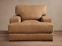 Chaise de salon personnalisée en cuir et en tissu, avec design transitionnel et luxueux