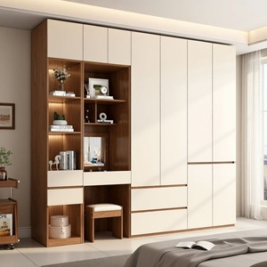 Armoire de couple moderne autoportante avec portes battantes et séparations internes, grande capacité pour les vêtements des conjoints - Product Image 2