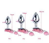 Produit phare : Plug anal en métal en forme de grande fleur de soie pour adultes, jeu érotique pour couples