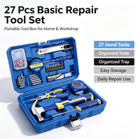 Juego de Herramientas Manuales Portátiles de Alta Calidad de 27 Piezas, Kit de Herramientas Manuales para Reparaciones del Hogar, Bricolaje, Taller y Mantenimiento