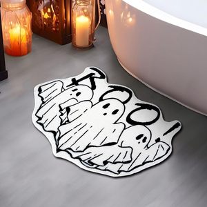 American Halloween Ghost Shaped Faux Cashmere Floor <b>Mat</b> for Bathroom, Toilet, Water Absorbent, Non-Slip, Living Room, Entrance - Product Image 2
