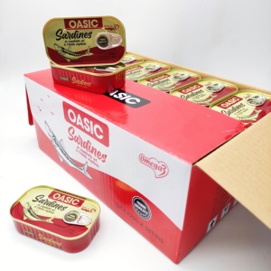 Sardinas de pescado enlatadas de 125G de buena calidad en fábrica de aceite vegetal marca OASIC - Product Image 2
