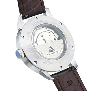 Montre mécanique pour homme à mouvement squelette, bracelet en cuir, vente en gros d'usine personnalisée - Product Image 3