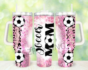 Gobelets isothermes roses en acier inoxydable à grande capacité, motif dessin animé, pour la fête des Mères, pour voiture, pour <span class=keywords><strong>maman</strong></span>, pour le football, vente en gros - Product Image 1