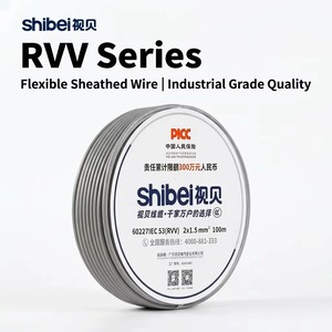 Câble électrique industriel RVV 2x1,5mm² 300/500V, fil de cuivre flexible gainé PVC, 100m - Product Image 1