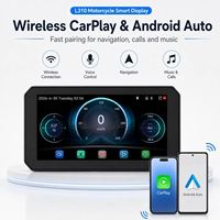 Navegador para Moto con Carplay, Pantalla Táctil de 6.1'', Android Auto Inalámbrico, Resistente al Agua IP67, TPMS Delantero/Trasero, BSD, Sensor de Luz Automático