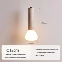Lampe suspendue vintage pour chambre à coucher, salle à manger, style rétro en pierre jaune, design Wabi-Sabi, pour bar, comptoir, îlot, table à thé