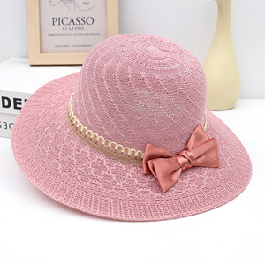 Chapeau <span class=keywords><strong>de</strong></span> soleil souple à nœud pour femme, protection solaire tendance pour l'extérieur, <span class=keywords><strong>la</strong></span> <span class=keywords><strong>plage</strong></span> et les occasions décontractées, chapeau <span class=keywords><strong>de</strong></span> paille élégant à bord large - Product Image 2