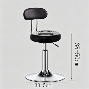 Sillón de Barbería con Asiento de Cuero Sintético, Base de Acero Inoxidable, Altura Ajustable con Bomba Hidráulica, Diseño Industrial, Muebles de Salón - Product Image 3