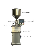 Machine de remplissage semi-automatique à haute vitesse contrôlée par PLC pour liquides, boissons, cosmétiques et flacons en verre, avec pompe à diaphragme à piston pour un alimentation rapide.
