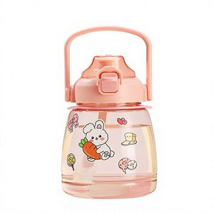 Bouteille d'eau en PC écologique anti-fuite pour enfants avec couvercle à paille, sans danger pour les aliments, idéale pour l'extérieur et la rentrée scolaire - Product Image 4