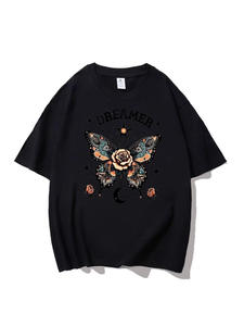 เสื้อยืดคอกลมแขนสั้นสำหรับผู้หญิงแฟชั่นขนาดใหญ่พิเศษพิมพ์ลายผีเสื้อสำหรับฤดูร้อน - Product Image 5