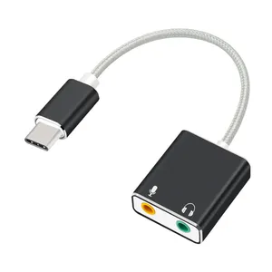 Лидер продаж, внешняя USB-C стерео звуковая карта из алюминиевого сплава USB Type-C для мобильного телефона, планшета, ноутбука