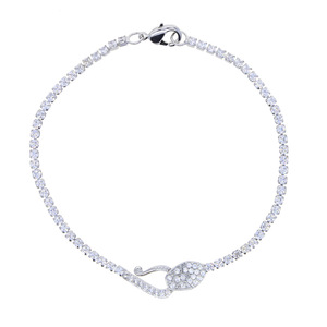 <span class=keywords><strong>Bracelet</strong></span> en laiton argenté micro pavé inspiré du <span class=keywords><strong>serpent</strong></span> glamour pour l'élégance du soir - Product Image 5