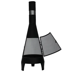 Modern tower shape black chimenea de mesa