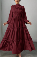 Robe longue YKD129 rouge profond haut de gamme, design innovant et traditionnel, style décontracté, pour femme musulmane, mode islamique