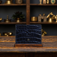 Dompet Kartu Kredit Kulit Asli Vintage Boshiho Custom dengan Pola Kulit Buaya, Anti-RFID, untuk Bisnis Kasual Pria
