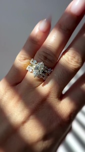 Ensemble de bagues de luxe pliables avec diamant de laboratoire taille marquise de 2 carats, en or jaune 14K 18K VVS, pour bijoux personnalisés certifiés - Product Image 3