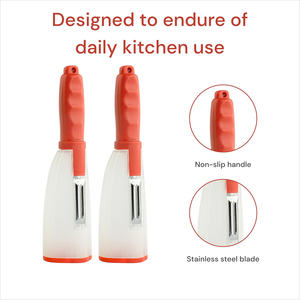 Éplucheur de légumes manuel multifonction en acier inoxydable avec récipient en plastique, éplucheur de fruits pour la cuisine, pour carottes, pommes de terre, pommes - Product Image 3