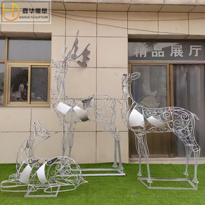 Jiahua Stainless Steel Deer Sculpture 0.9-1.15M Outdoor Garden Mirror Finish Animal Ornament - Product Image 3