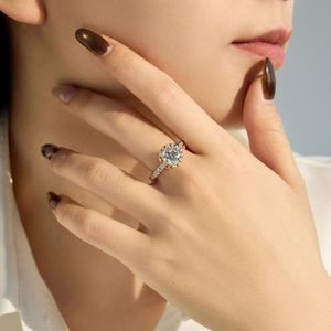 Dylam Luxurious Design High <b>Top</b> Fine Jewelry S925 <b>Silver</b> Wedding Band 5A Zirconia Blossom Flower Sparkle Bridal Engagement Rings - Product Image 4