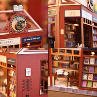 Kit de maison miniature éducatif DIY IIECREATE, maison de poupée K-1073, librairie, puzzles en bois 3D, jouet miniature fait main, échelle 1:24