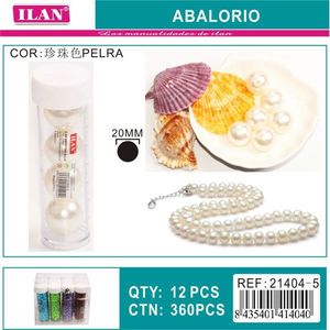 Perline Ilan Abalorio 20mm colore perla per la creazione di gioielli, 12 pezzi per tubo - Product Image 3