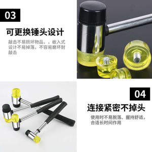 Martillo de instalación OEM con cabezal de goma redondo de 30 mm, eje metálico y mango negro para uso en instalaciones - Product Image 3