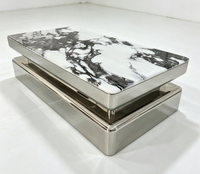 Table basse moderne de luxe en acier inoxydable avec plateau en marbre pour KTV, boîte de nuit et salle VIP de bar
