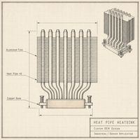 Heatsink Tembaga Kustom dengan Sirip Aluminium untuk Pendinginan Pasif pada Peralatan Server dan Workstation Industri