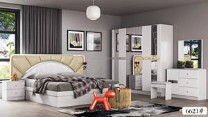 Conjunto de muebles de lujo para el dormitorio, Set de 5 piezas de diseño moderno elegante de Jordan, cristal, barato, tamaño King, con espejo, tamaño king - Product Image 6