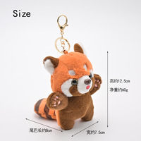 Dessin animé mignon panda rouge peluche raton laveur animal pendentif porte-clés accessoires sac d'école décoration pour enfants fille