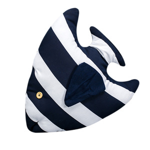 Cute Fish Shaped Throw Pillows Striped Cotton Cover Washable Decorative <b>Cushions</b> <b>For</b> Home Ocean Blue And Red - Product Image 4
