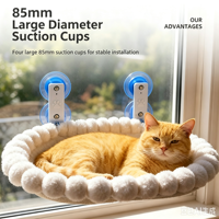 Hamac de fenêtre carré pliable et épais pour chat, avec ventouses robustes, style classique et tendance, housse amovible, lit-perche pour chat