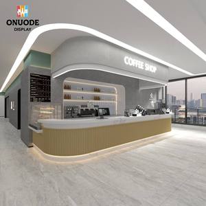 Muebles de Madera a Medida para Cafetería, Diseño de Interiores con Iluminación LED, Barra de Café Personalizable - Product Image 1