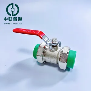 Zhongcai tuyaux PPR tuyau d'alimentation en eau et raccords série résistante au gel décoration de la maison verte vanne à boisseau sphérique en cuivre à Double union