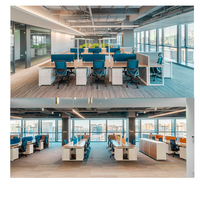Muebles de Oficina de Diseño Moderno y Alta Calidad, Estación de Trabajo de Oficina de Doble Cara para 4 Personas, Estación de Trabajo para Personal, Escritorio para Computadora