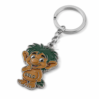 Vente en gros usine Porte-clés Monstre Norvégien en alliage de zinc, design Troll, cadeaux elfes, émail, drapeau national, souvenirs mignons personnalisés de dessins animés