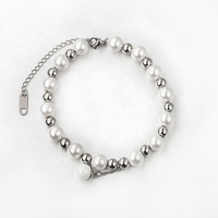 Promo Bracelet de perles Marlary fait à la main réglable en acier inoxydable boule charme cadeau hommes Bracelet de nacre