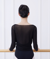 Haut de danse classique en maille à cordon de serrage pour adulte, haut d'entraînement de ballet moderne en spandex, haut de danse d'échauffement pour femme