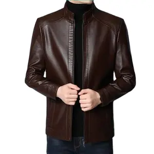 Vendite calde cappotto in pelle da uomo di alta qualità Business Gentleman Stand Collar Zipper Casual Blazer Non-iron Plus Size giacca da uomo